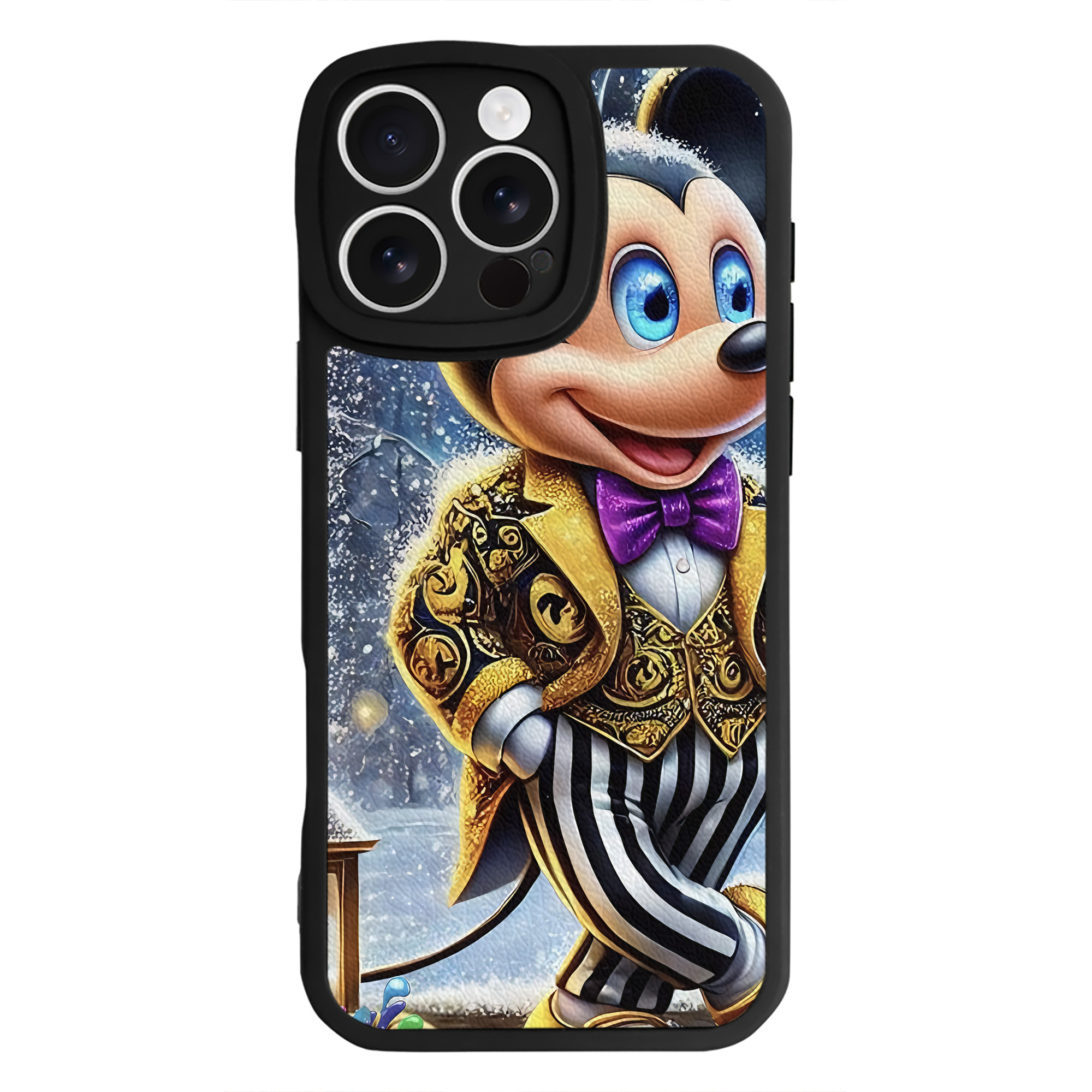 （画像用） ミッキーマウス Mickey Mouse 【iPhone 16シリーズ対応】シリコンスマホケース（レザー調） 材質：シリコン